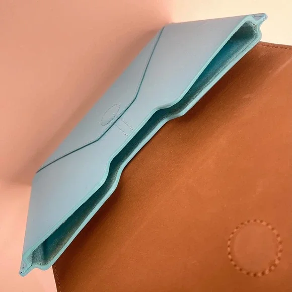 SOLD Bright Aqua Blue Envelope Clutch Minaudiere E-Reader Case Magnetic Closure - Picture 5 of 7